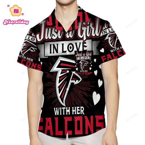 Atlanta Falcons Just A Girl In Love With Her Falcons 3D All Over Print Summer Beach Hawaiian Shirt With Pocket