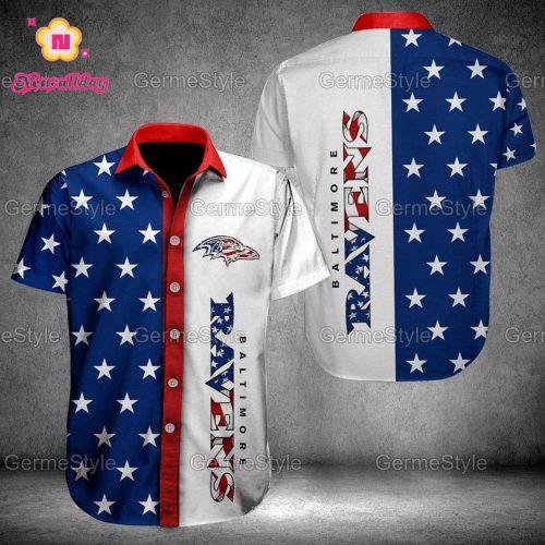 Baltimore Ravens American Flag Hawaiian Shirt