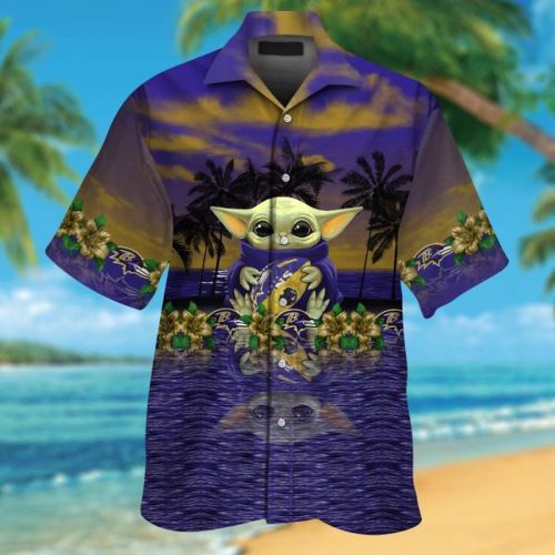 Baltimore Ravens & Baby Yoda Hawaiian Shirt