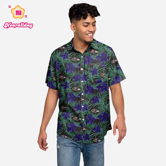 Baltimore Ravens Hibiscus Button Up Shirt