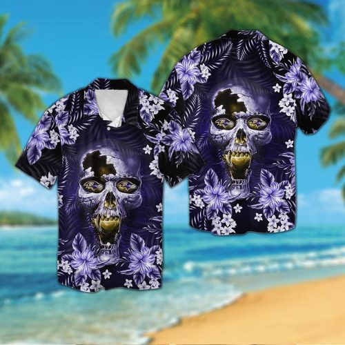 Baltimore Ravens Skull Hawaiian Shirt