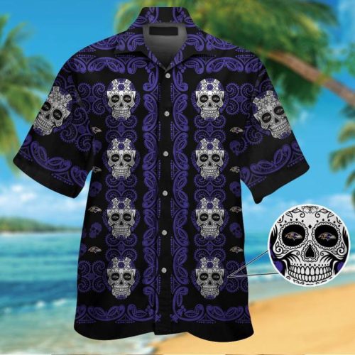 Baltimore Ravens Skull Hawaiian Shirt Gift for Men Women #2
