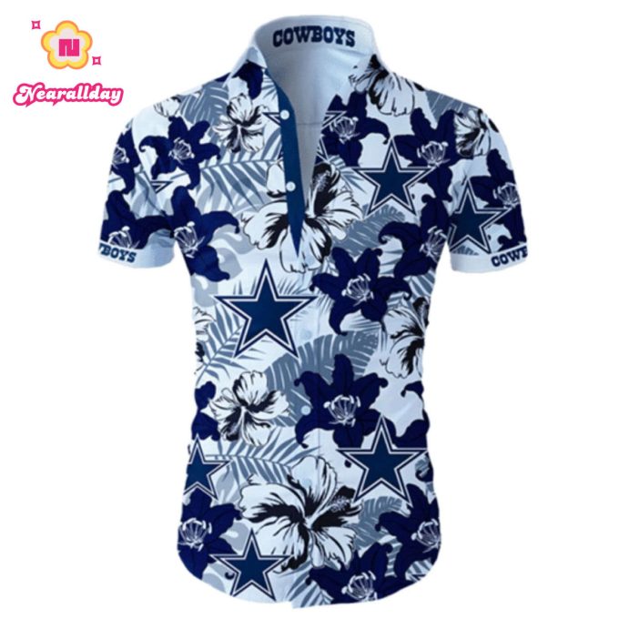 Beach Shirt Dallas Cowboys Hawaiian Shirt Tropical Flower Slim Fit Body