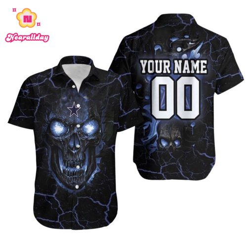 Beach Shirt Dallas Cowboys Skull 3D Personalized Hawaiian Shirt