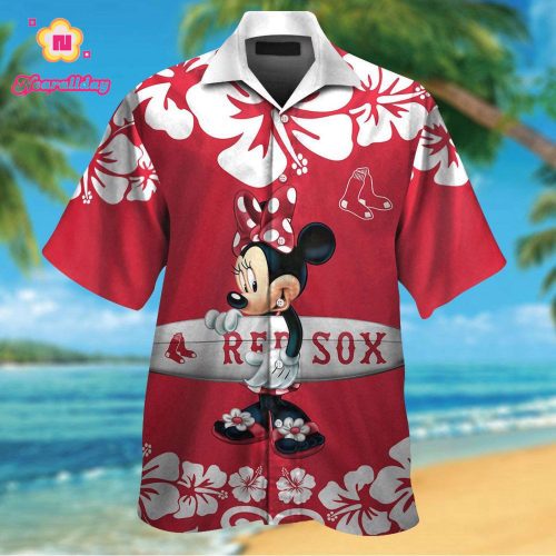 Official Boston Red Sox & Minnie Mouse Hawaiian Shirt - Limited Edition
