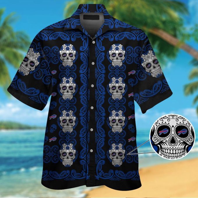 Buffalo Bills Skull Hawaiian Shirt Gift for Men Women #2