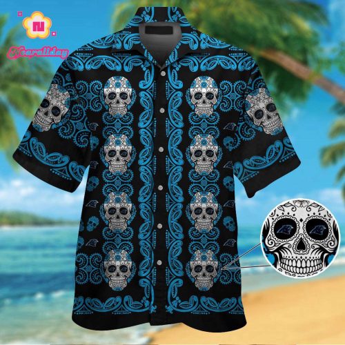 Carolina Panthers Skull Hawaiian Shirt Gift for Men Women #2