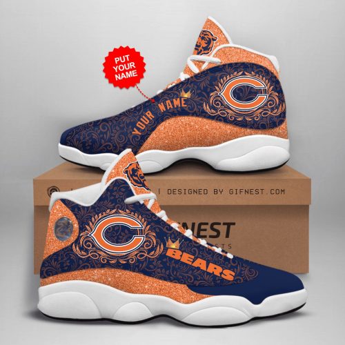 Chicago Bears Custom Name Air Jordan 13 Sneakers 1084