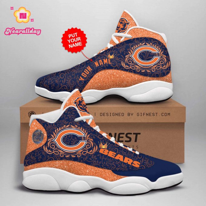Chicago Bears Custom Name Air Jordan 13 Sneakers 1084