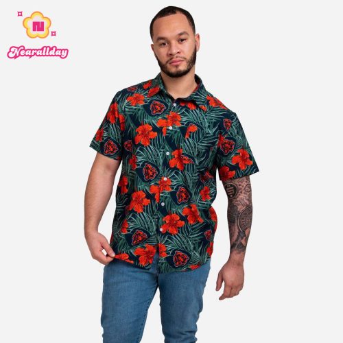 Chicago Bears Hibiscus Button Up Shirt