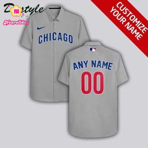 Custom Chicago Cubs Grey Hawaiian Shirt - Personalized MLB Fan Gear