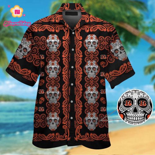 Cincinnati Bengals Skull Hawaiian Shirt Gift for Men Women #2