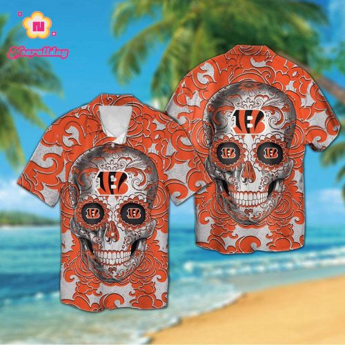 Cincinnati Bengals Sugar Skull Hawaiian Shirt