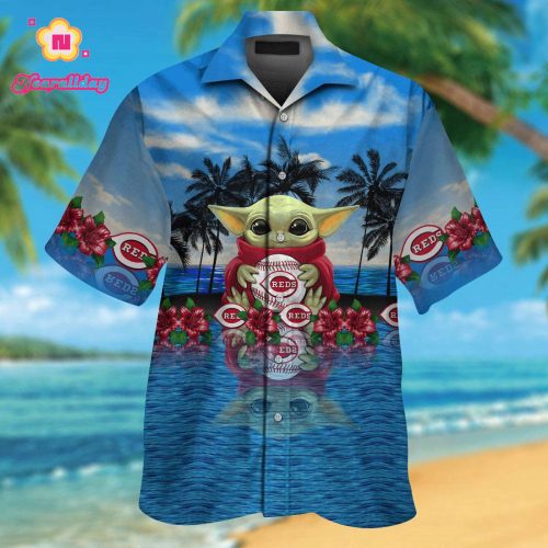 Cincinnati Reds & Baby Yoda Hawaiian Shirt - Official MLB Star Wars Merchandise