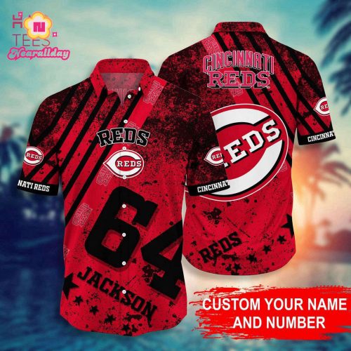 Customized Cincinnati Reds MLB Hawaiian Shirt – Red Digital Style 01