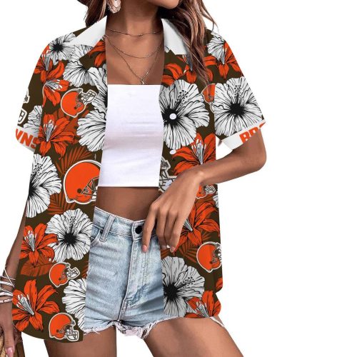 Cleveland Browns Flower Tropical Floral Aloha Hawaiian Shirt