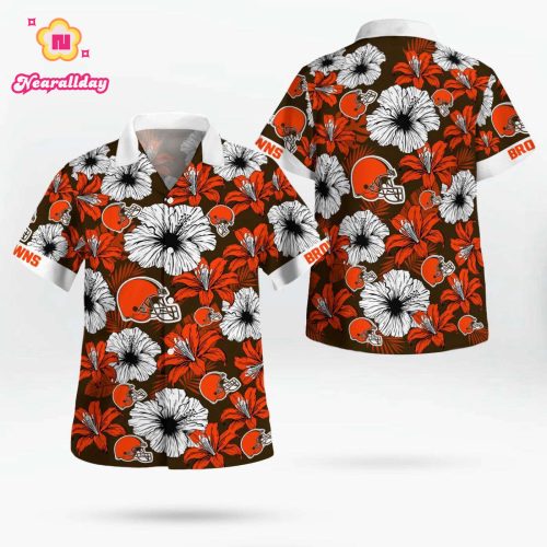 Cleveland Browns Flower Tropical Floral Aloha Hawaiian Shirt