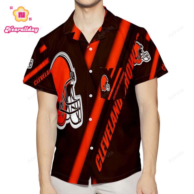Cleveland Browns Logo 3D All Over Print Summer Beach Hawaiian Shirt With Pocket