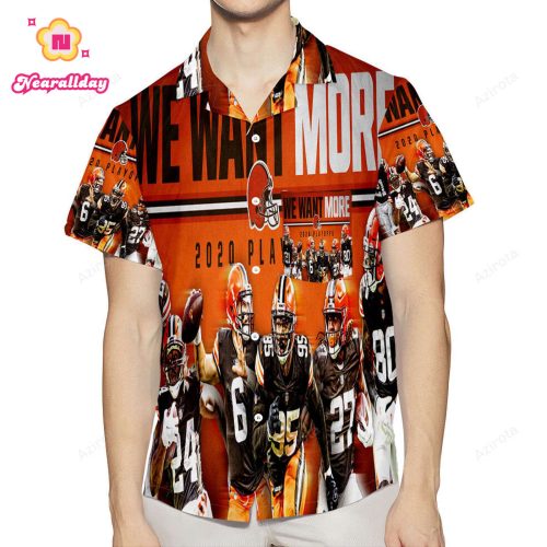 Cleveland Browns Players We Want More 1 3D All Over Print Summer Beach Hawaiian Shirt With Pocket