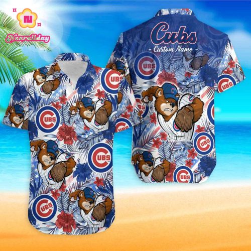 Cubs Hawaiian Shirt: Funny Chicago Cubs Floral America Flag Custom Shirts