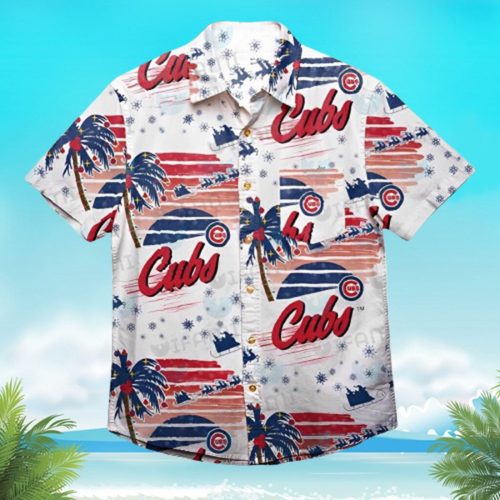 Chicago Cubs Hawaiian Shirt – Sunset Coconut Tree Aloha Shirt for Sports Lovers