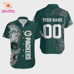 Custom Green Bay Packers Sugar Skull Hawaiian Shirt Custom Green Bay Packers Sugar Skull Hawaiian Shirt