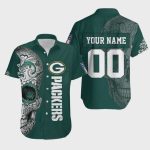 Custom Green Bay Packers Sugar Skull Hawaiian Shirt Custom Green Bay Packers Sugar Skull Hawaiian Shirt
