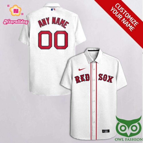 Custom Boston Red Sox White & Red Hawaiian Shirt – Personalized MLB Fan Gear