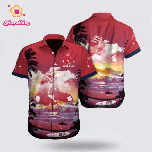 Official MLB Boston Red Sox Hawaiian Shirt - Custom Wave Pattern for Ultimate Fans