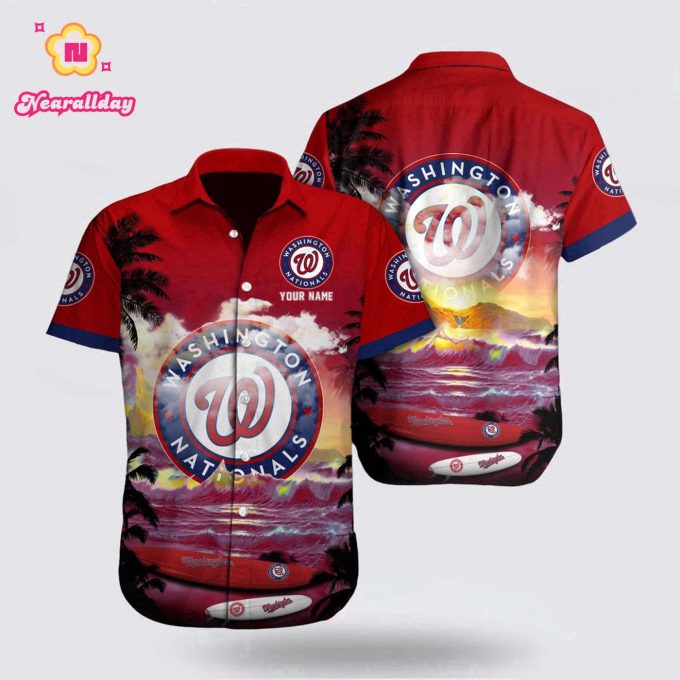 Washington Nationals Hawaiian Shirt: Custom Beach Pattern for MLB Fans