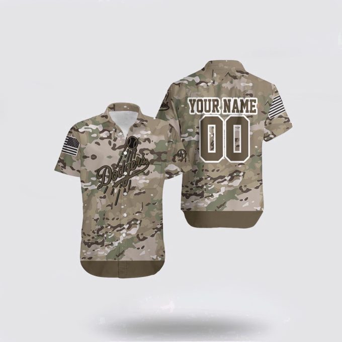 Los Angeles Dodgers Camouflage Veteran Hawaiian Shirt – Customized MLB Fan Gear