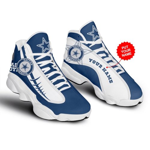 Dallas Cowboys Custom Name Air Jordan 13 Sneakers 1086