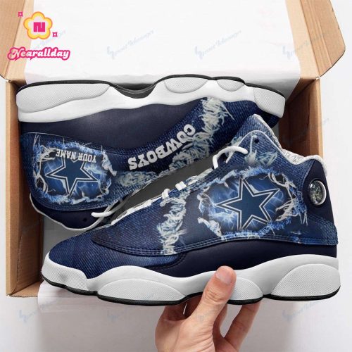 Dallas Cowboys Custom Name Air Jordan 13 Sneakers BG132