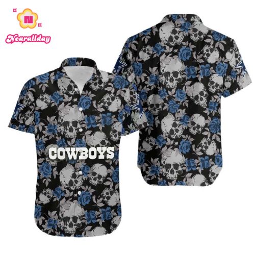 Dallas Cowboys Hawaiian Shirt NTropical Flower Short Sleeve Slim Fit Body