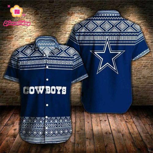 Dallas Cowboys Mens Button Up Hawaiian Shirts Summer Casual