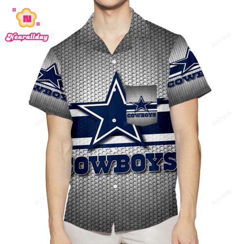 Dallas Cowboys Star Gray 3D All Over Print Summer Beach Hawaiian Shirt With Pocket