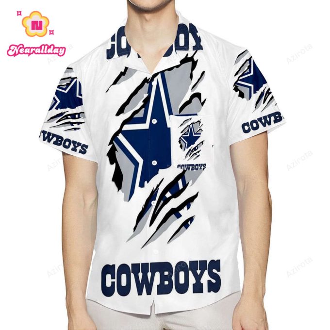Dallas Cowboys Tear Star 3D All Over Print Summer Beach Hawaiian Shirt With Pocket