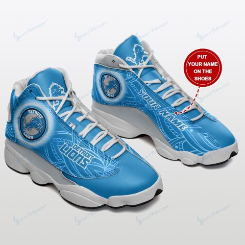 Detroit Lions Custom Name Air Jordan 13 Sneakers BG119
