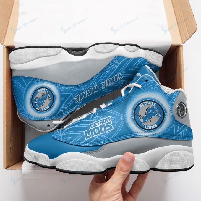 Detroit Lions Custom Name Air Jordan 13 Sneakers BG119