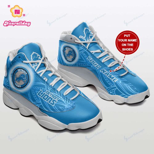 Detroit Lions Custom Name Air Jordan 13 Sneakers BG119
