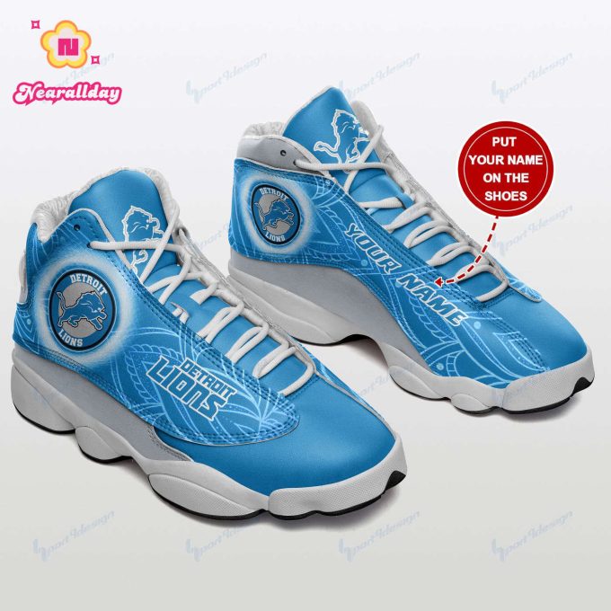Detroit Lions Custom Name Air Jordan 13 Sneakers BG119