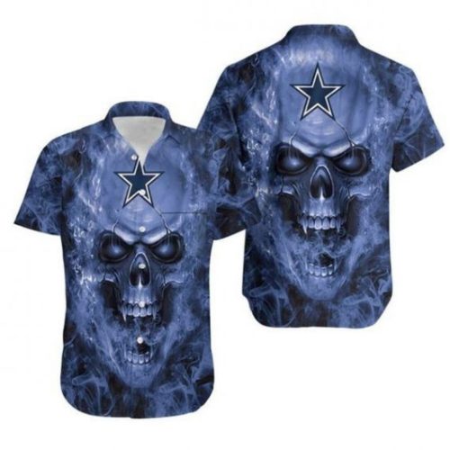 Gift For Husband Gift For Dad Beach Dallas Cowboys Fan Skull Hawaiian Shirt MGift