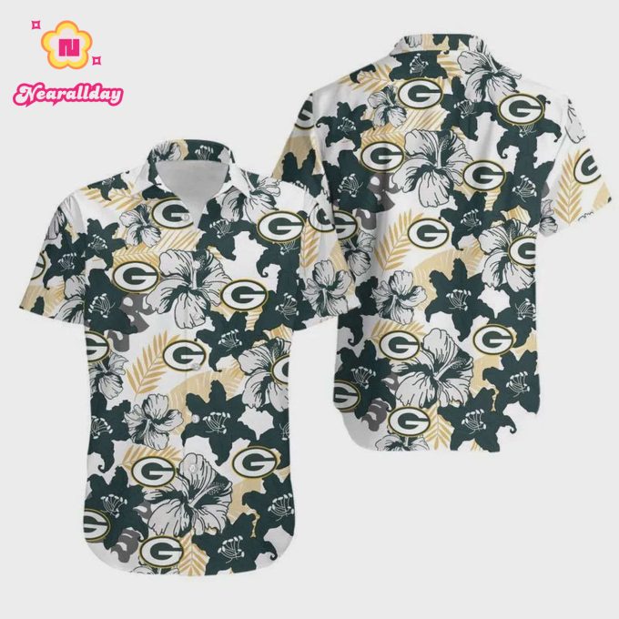 Green Bay Packers Aloha White Background Hawaiian Shirt