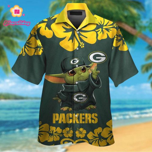 Green Bay Packers & Baby Yoda Hawaiian Shirt