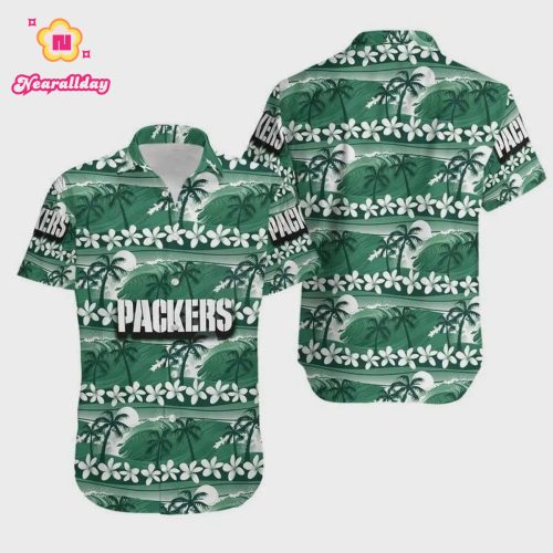 Green Bay Packers Coconut Trees Hawaiian Shirt