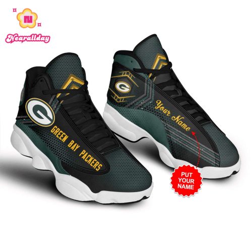 Green Bay Packers Custom Name Air Jordan 13 Sneakers 1067