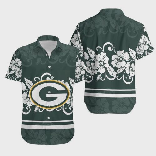 Green Bay Packers Hibiscus Flowers Logo Hawaiian Shirt