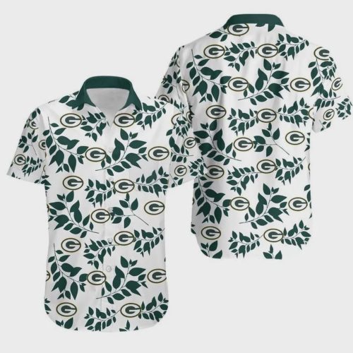 Green Bay Packers Logo And Leaves Hawaiian Shirt