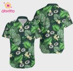 Green Bay Packers Logo And Leaves Hawaiian Shirt V1