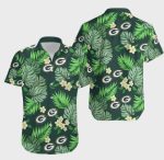 Green Bay Packers Logo And Leaves Hawaiian Shirt V1